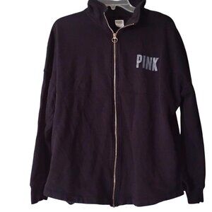 PINK Victoria's Secret Black Zip Up Logo Jacket Oversized